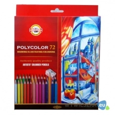  KREDKI OŁÓWKOWE 72 KOLORY POLYCOLOR, TEMPERÓWKA I OŁÓWEK KOH-I-NOOR 3837